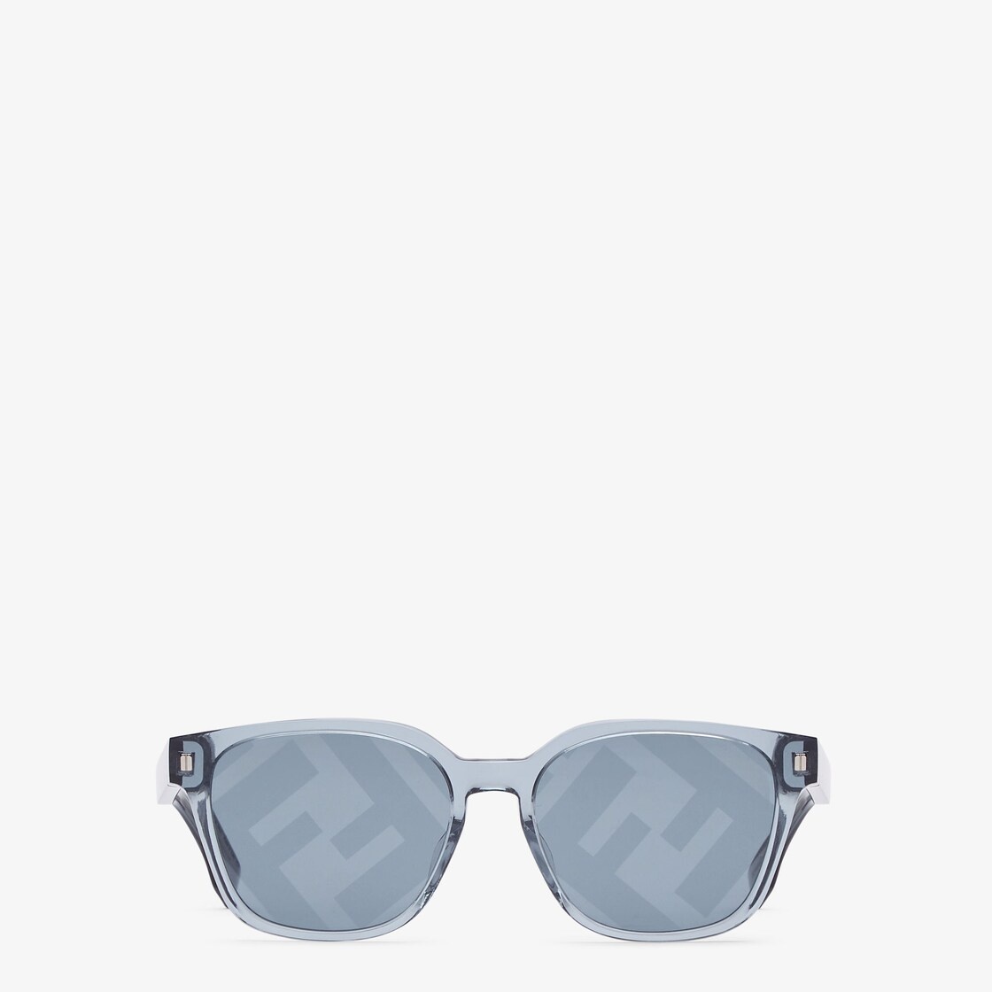 Square frames in transparent blue acetate with exclusive metal Pequin rivets on the front. Temples w - 1