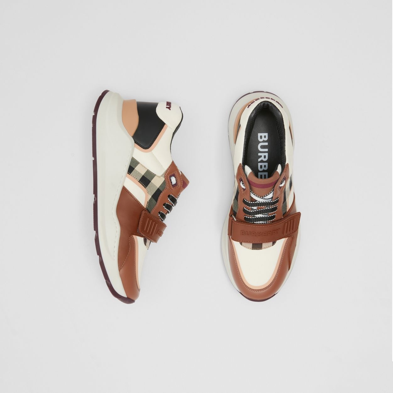 Check Cotton, Nylon and Leather Sneakers - 6
