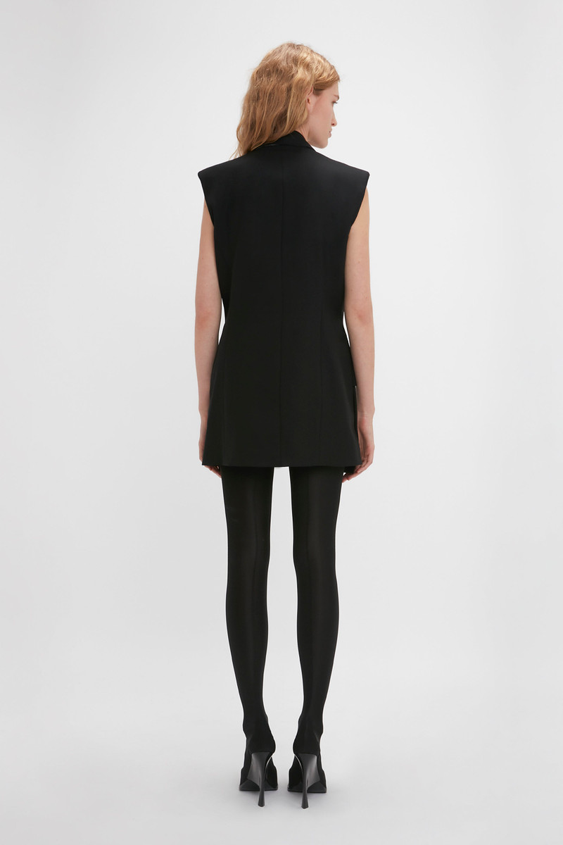 Sleeveless Tailored Dress In Black 4