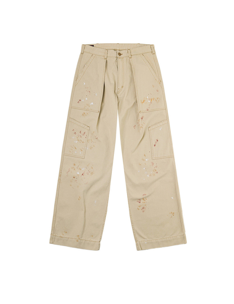 EVISU Hand-Painted Seagull and Splash-ink Print Relax Fit Flight Pants outlook