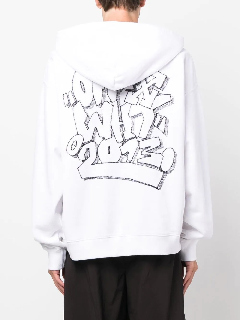 embroidered graffiti drawstring hoodie - 4