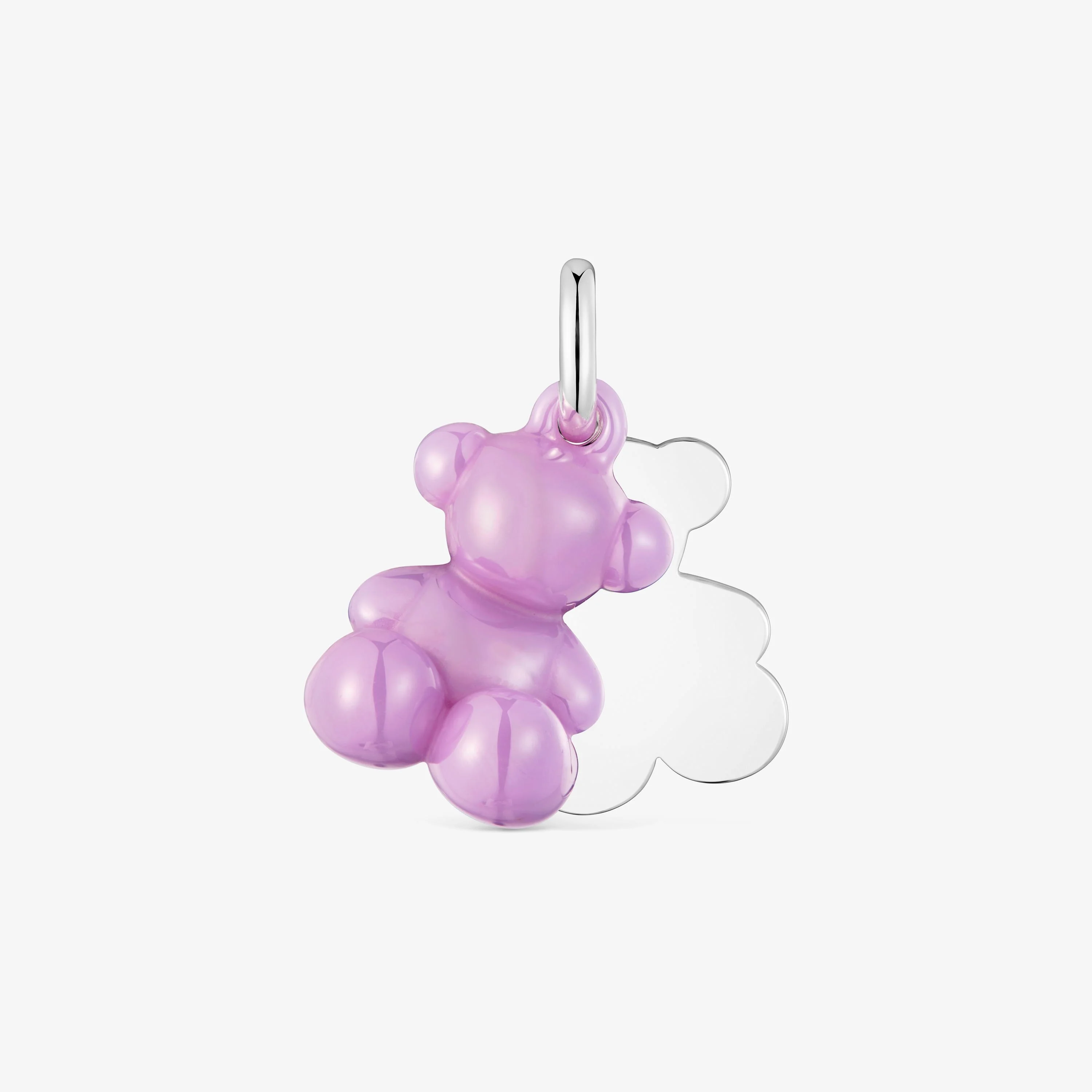Silver and lilac-colored ceramic double-bear Pendant Bold Bear - 1