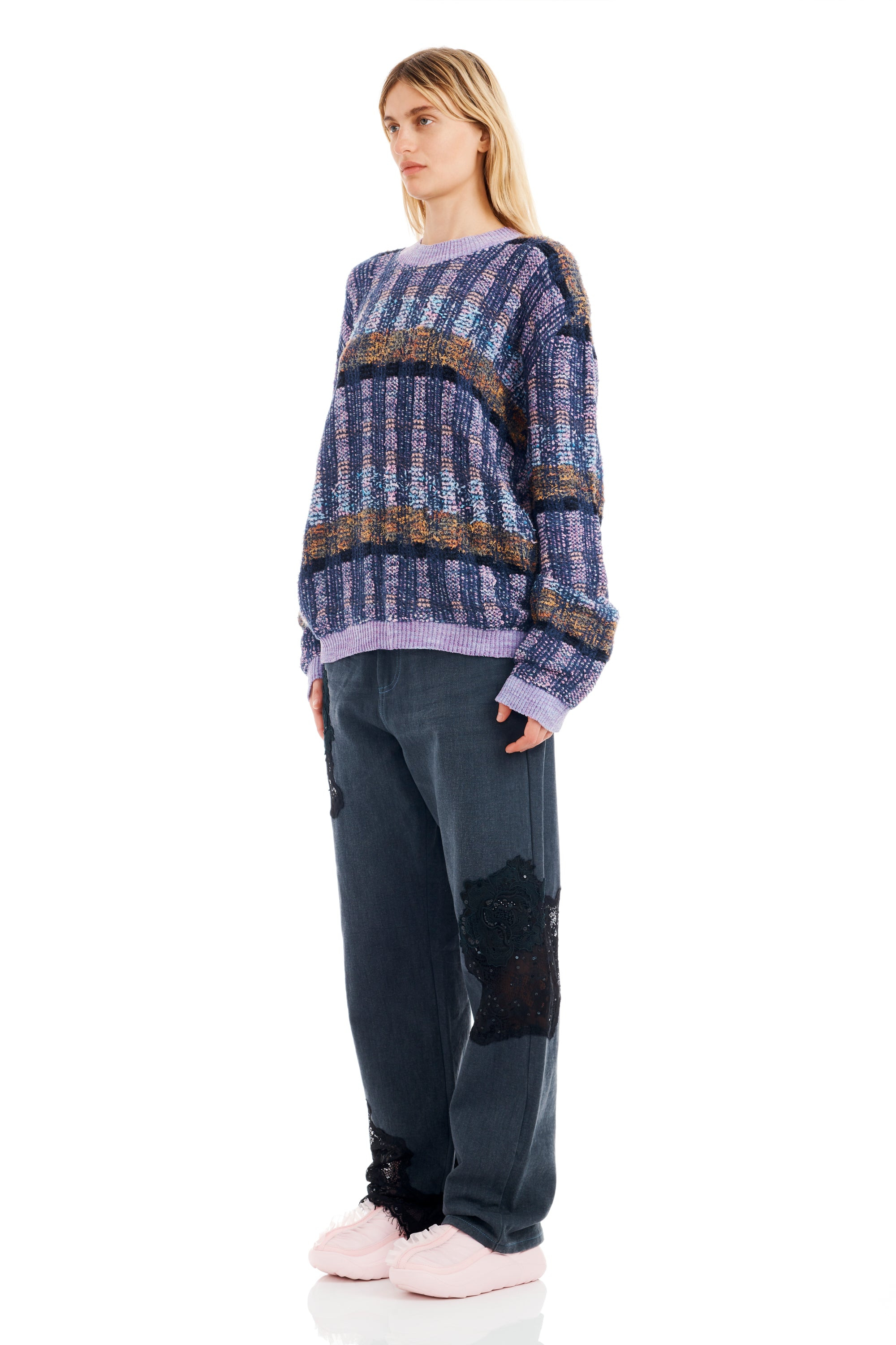VITELLI PURPLE PLAID WOOLLY SWEATER - 4