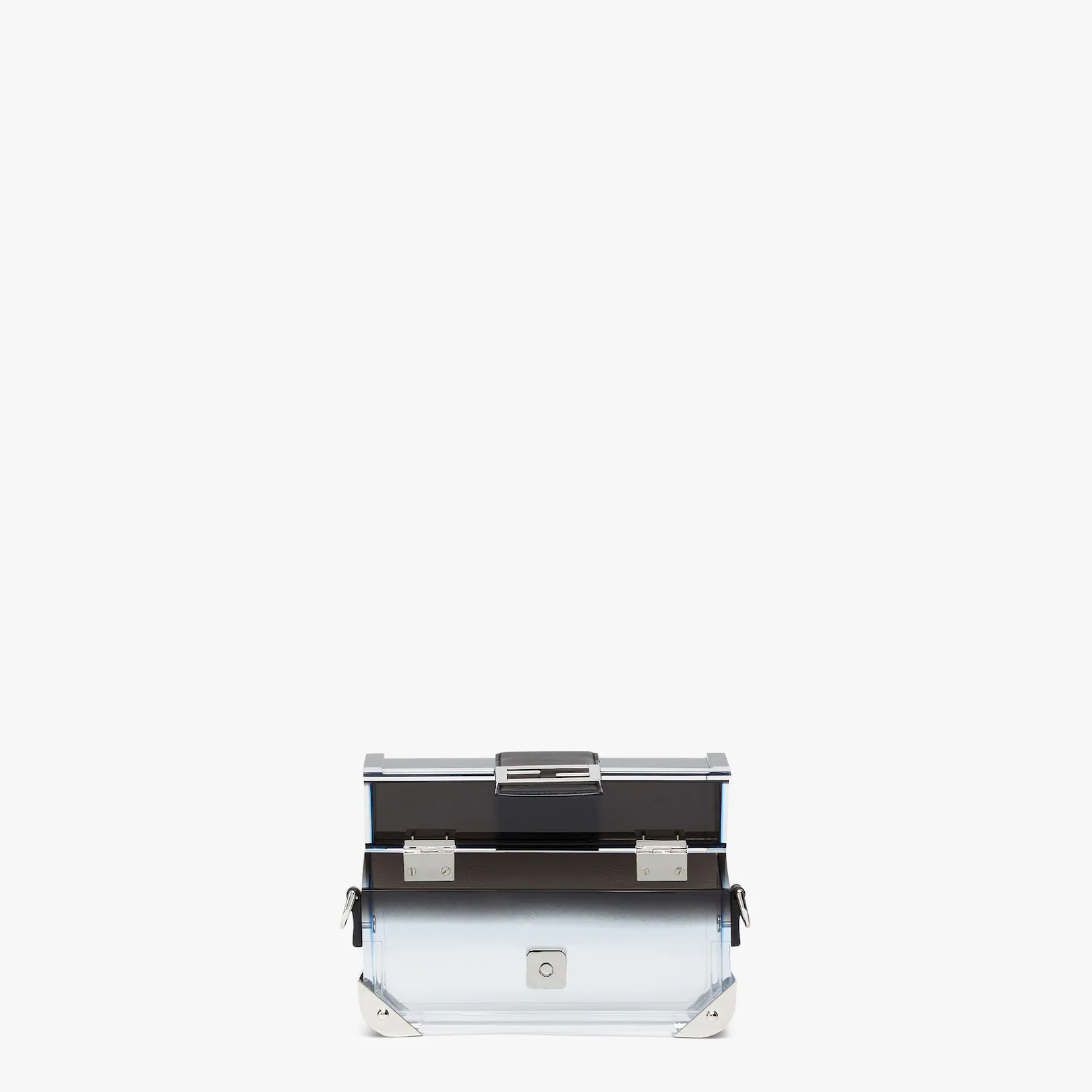 Rigid Baguette bag made of transparent plexiglass with black gradient effect. Square flap and magnet - 4