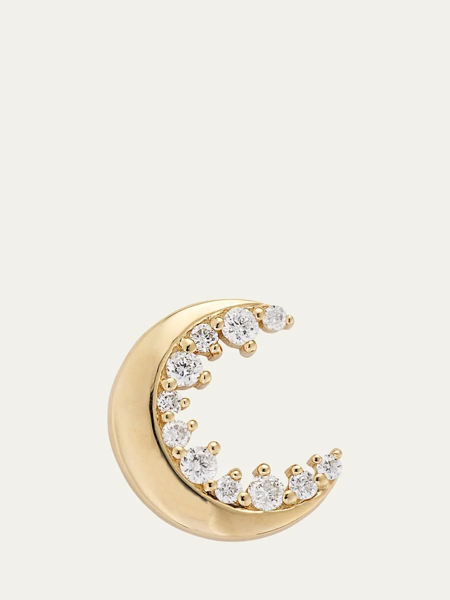 14k Gold Cocktail Crescent Moon Stud - 1