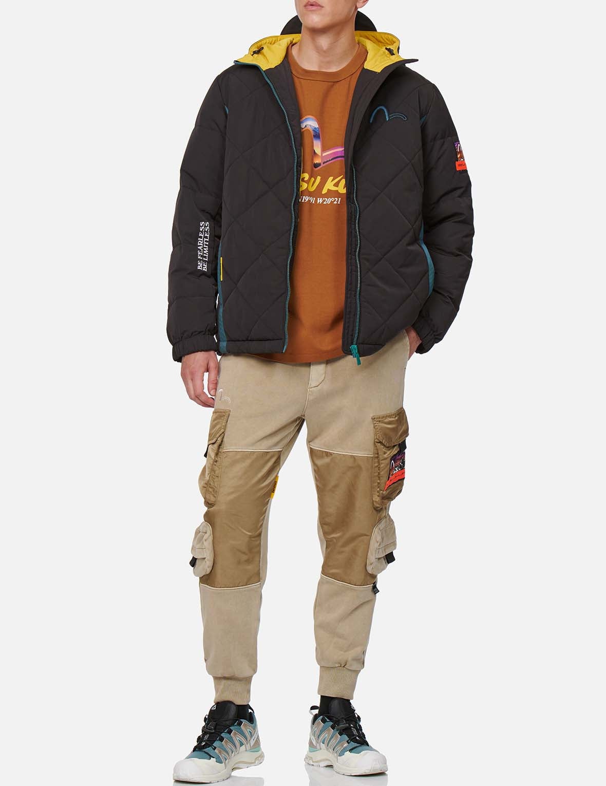 Contrast Webbing Strap Quilted Down Jacket - 5