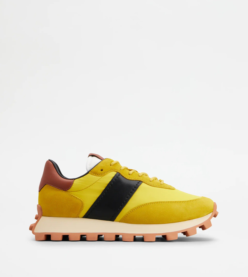 SNEAKERS TOD'S 1T IN SUEDE AND FABRIC - YELLOW, BLACK, BROWN 1