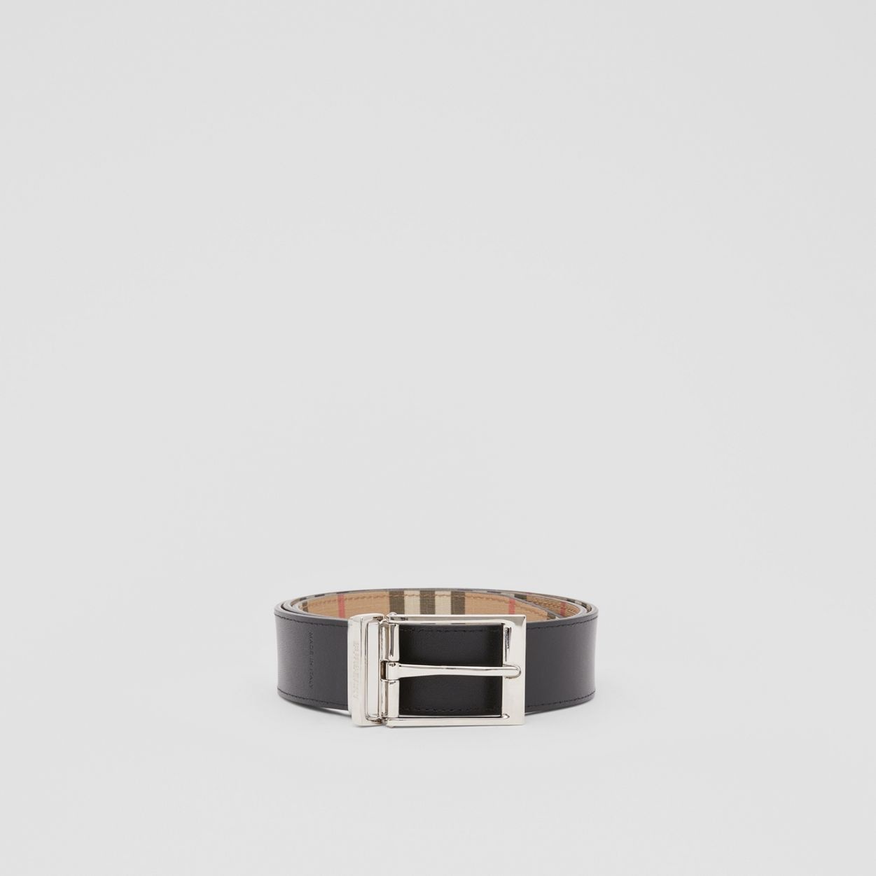 Reversible Vintage Check and Leather Belt - 7