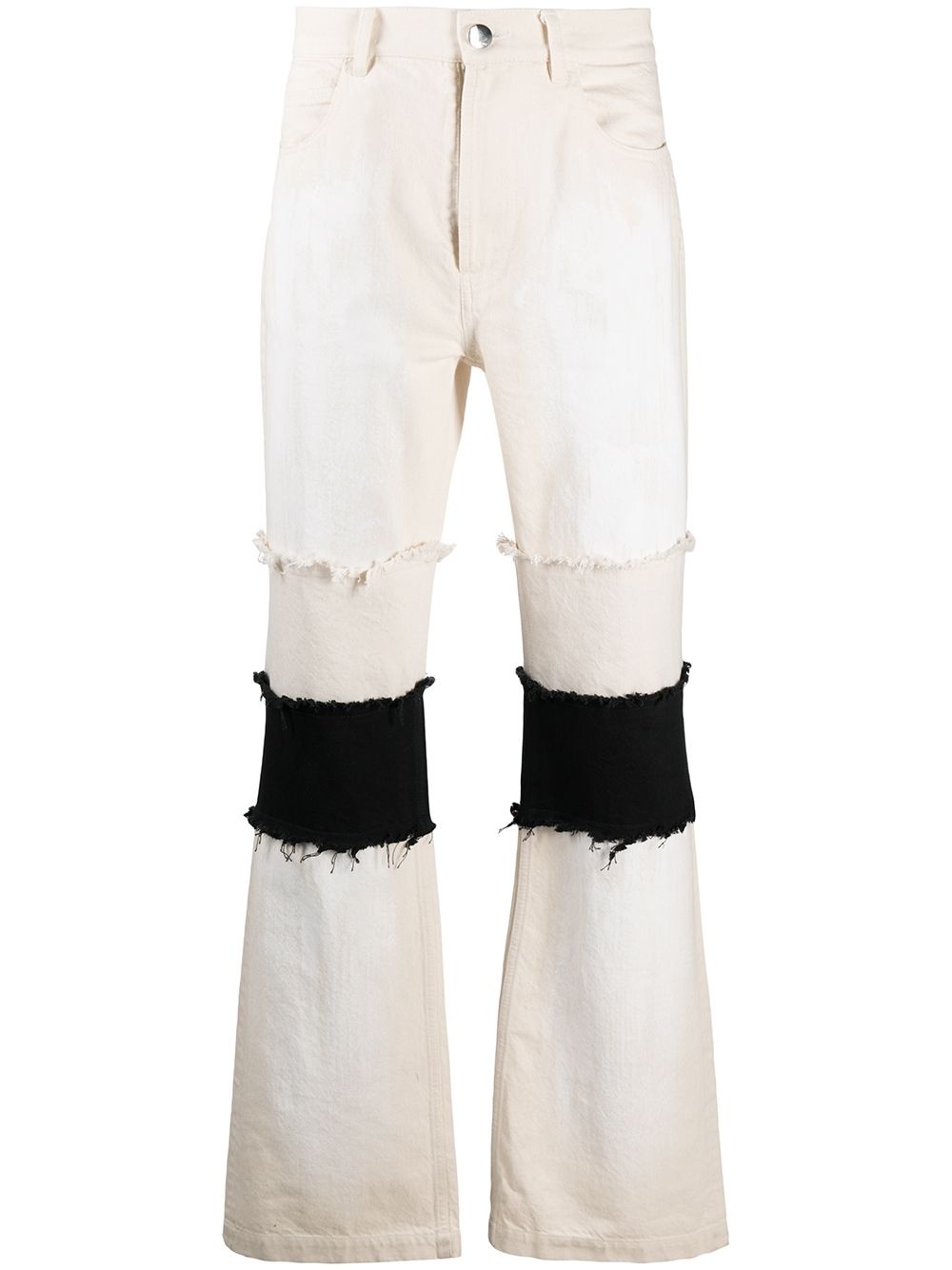 contrasting panel straight-leg jeans - 1