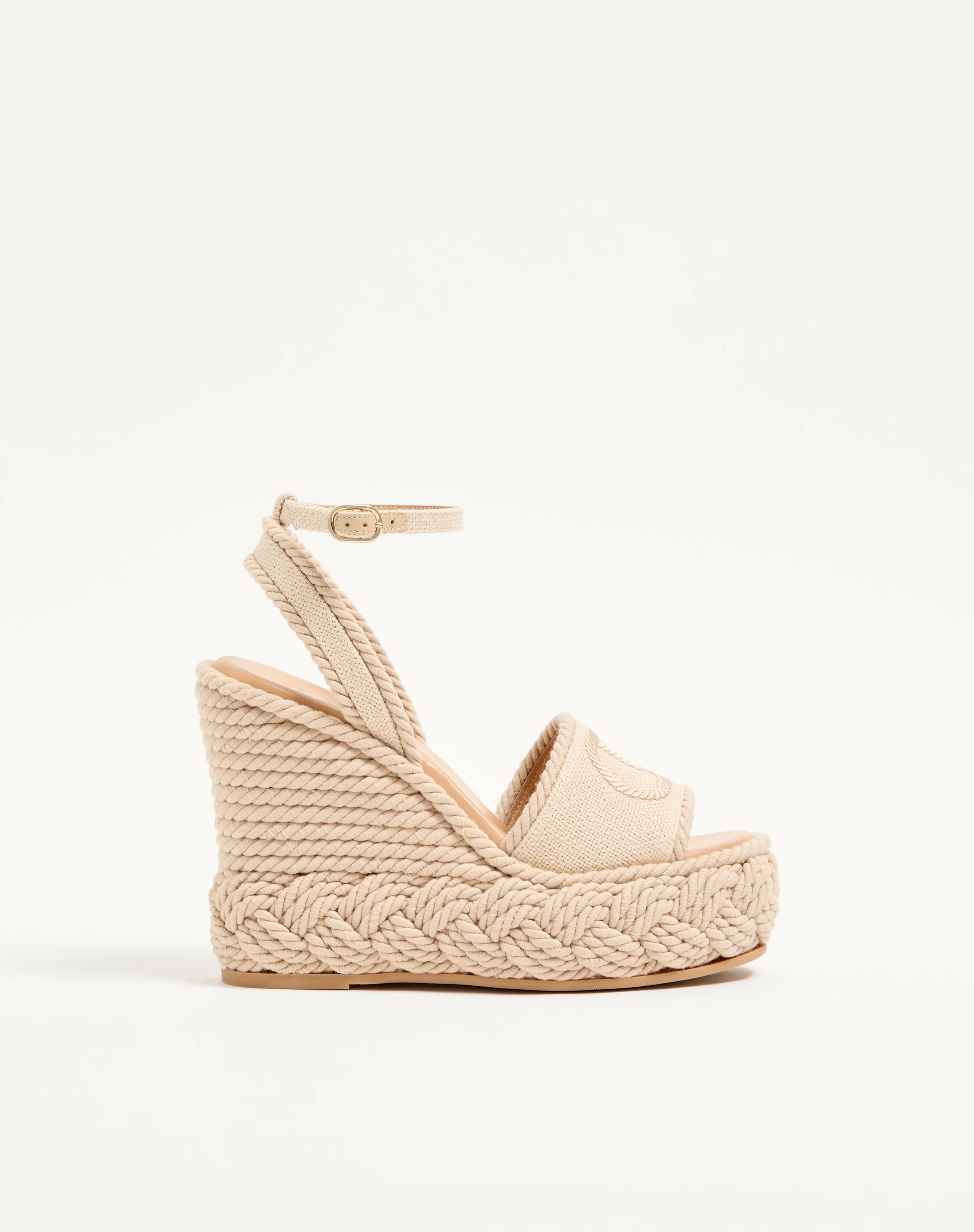 VLOGO TORCHON WEDGE SANDAL IN LINEN CANVAS 130MM - 1