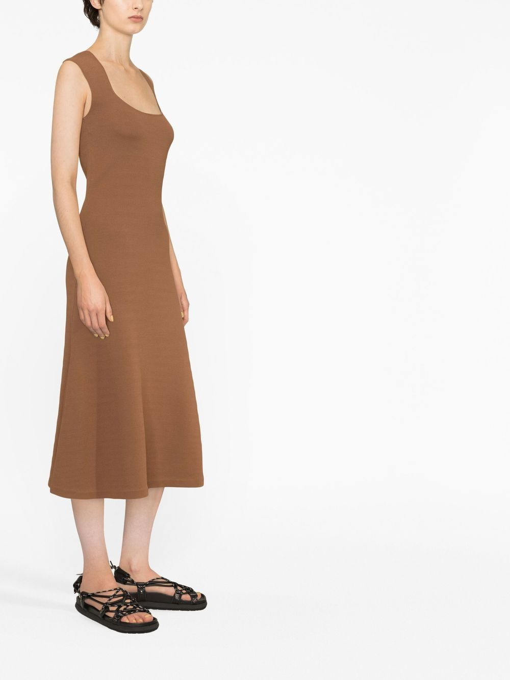 square-neck sleeveless flared dress - 3