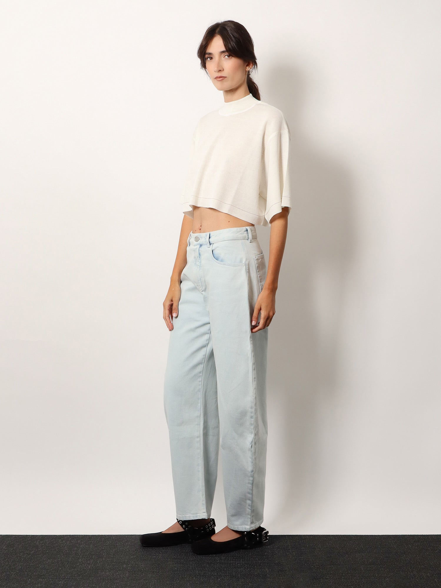 Alaia Women Cropped Cotton Blend Top - 2