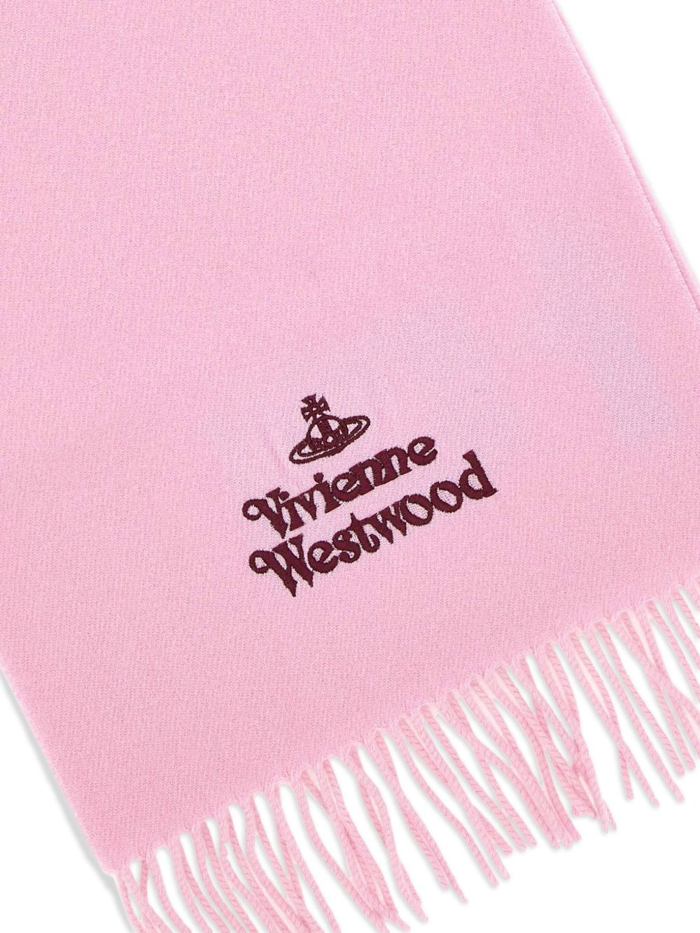 embroidered-logo fringed scarf - 2
