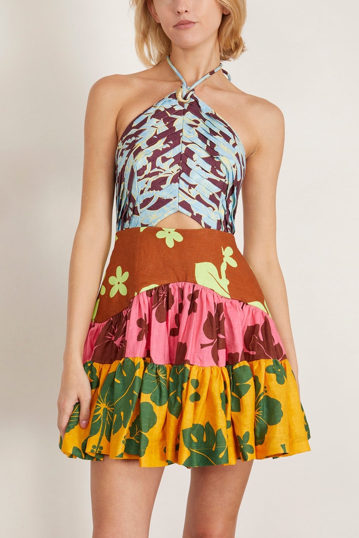 Poppy Spliced Mini Dress in Multi - 3