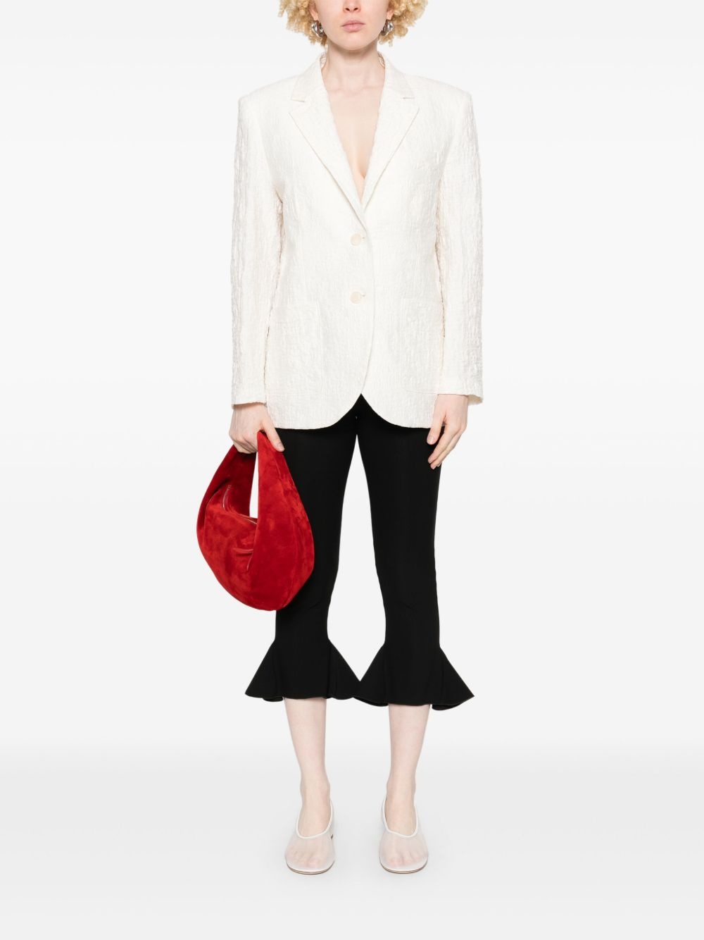 crinkled shoulder-pads blazer - 2