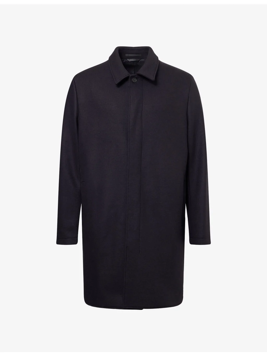 Boiled Pointed-Collar Wool Blend Coat - 1