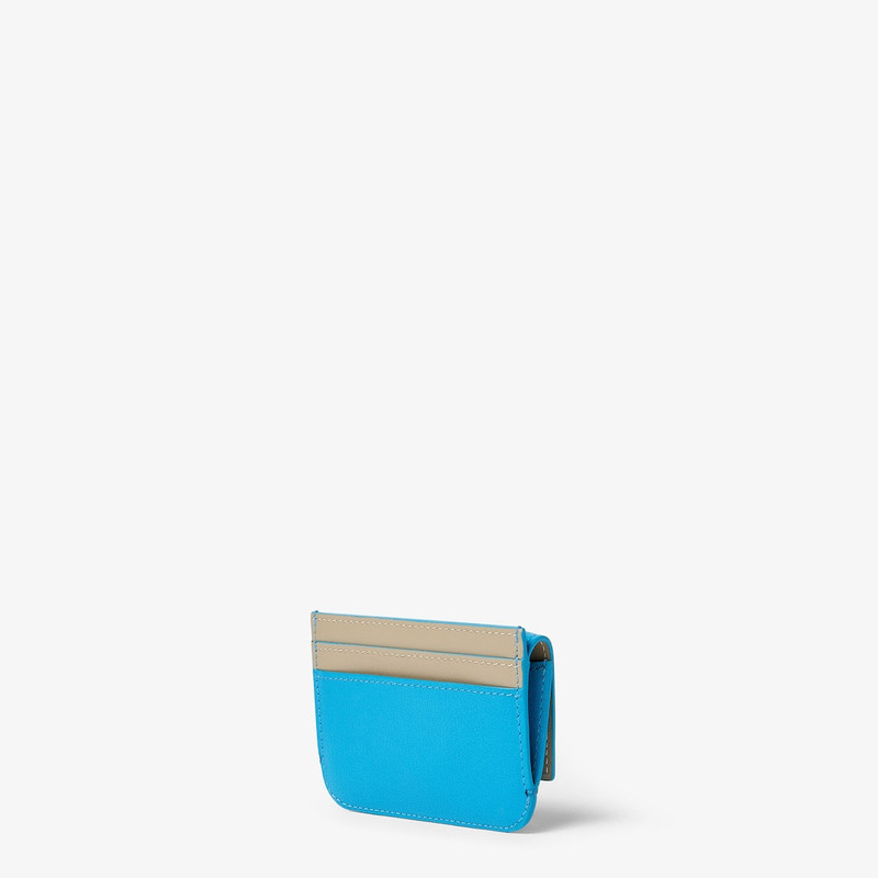 Fendi Way Card Case With Pocket Dove gray and light blue leather card case 3