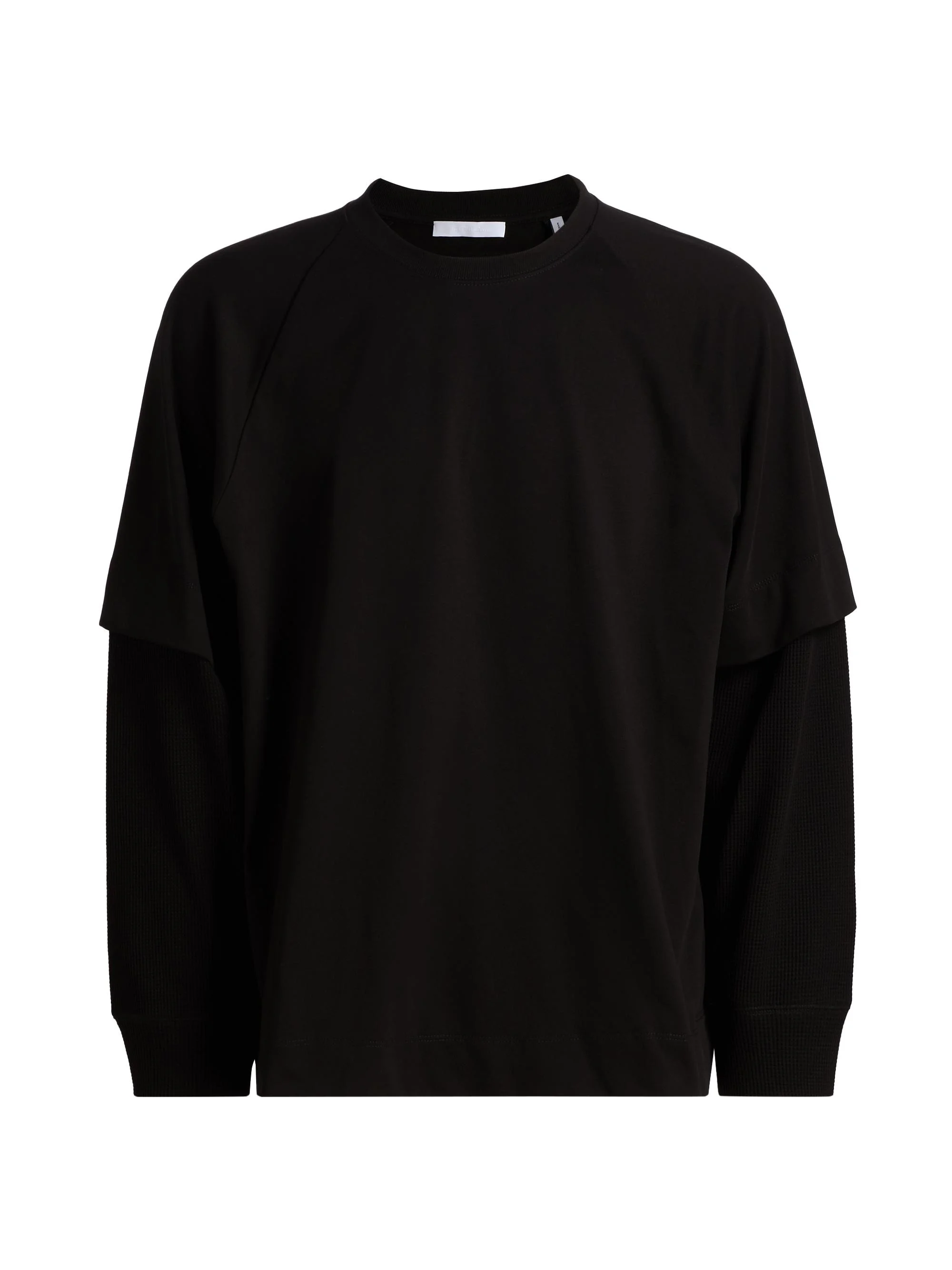 Men's Double-Layer Waffle T-Shirt - Black - 1