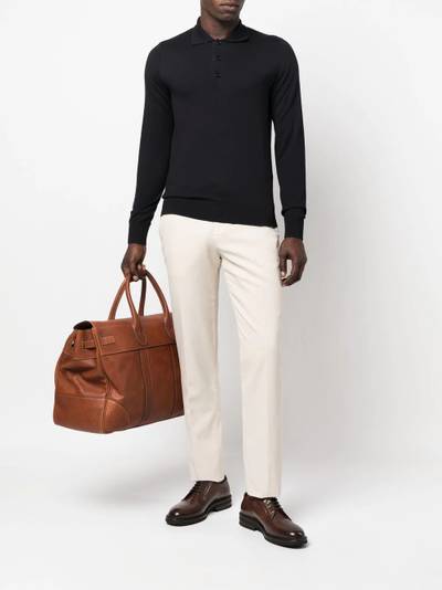 Brioni long-sleeve knitted polo shirt outlook