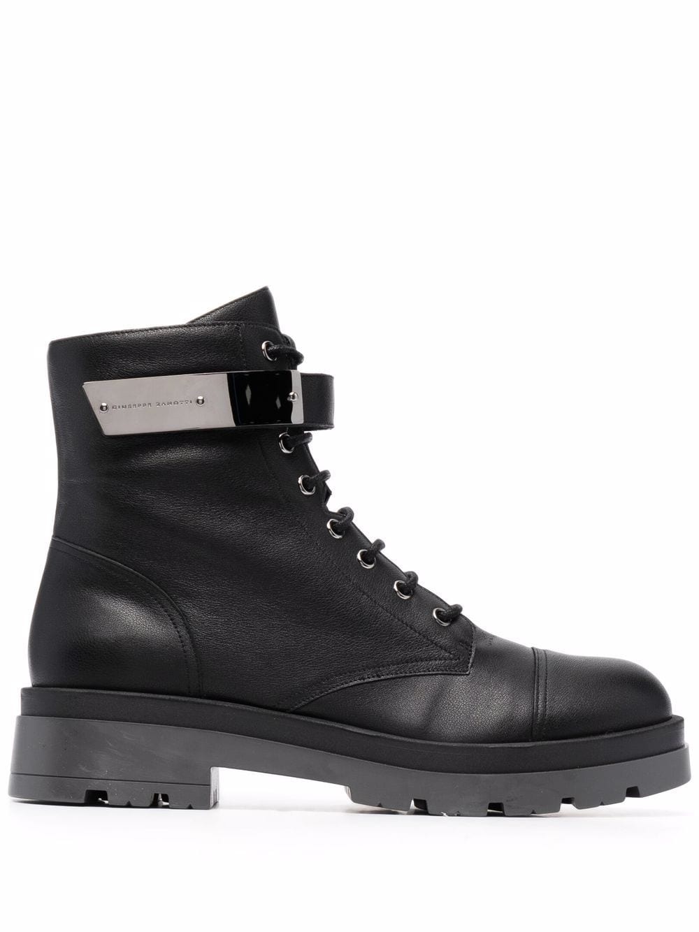 engraved-logo lace-up boots - 1