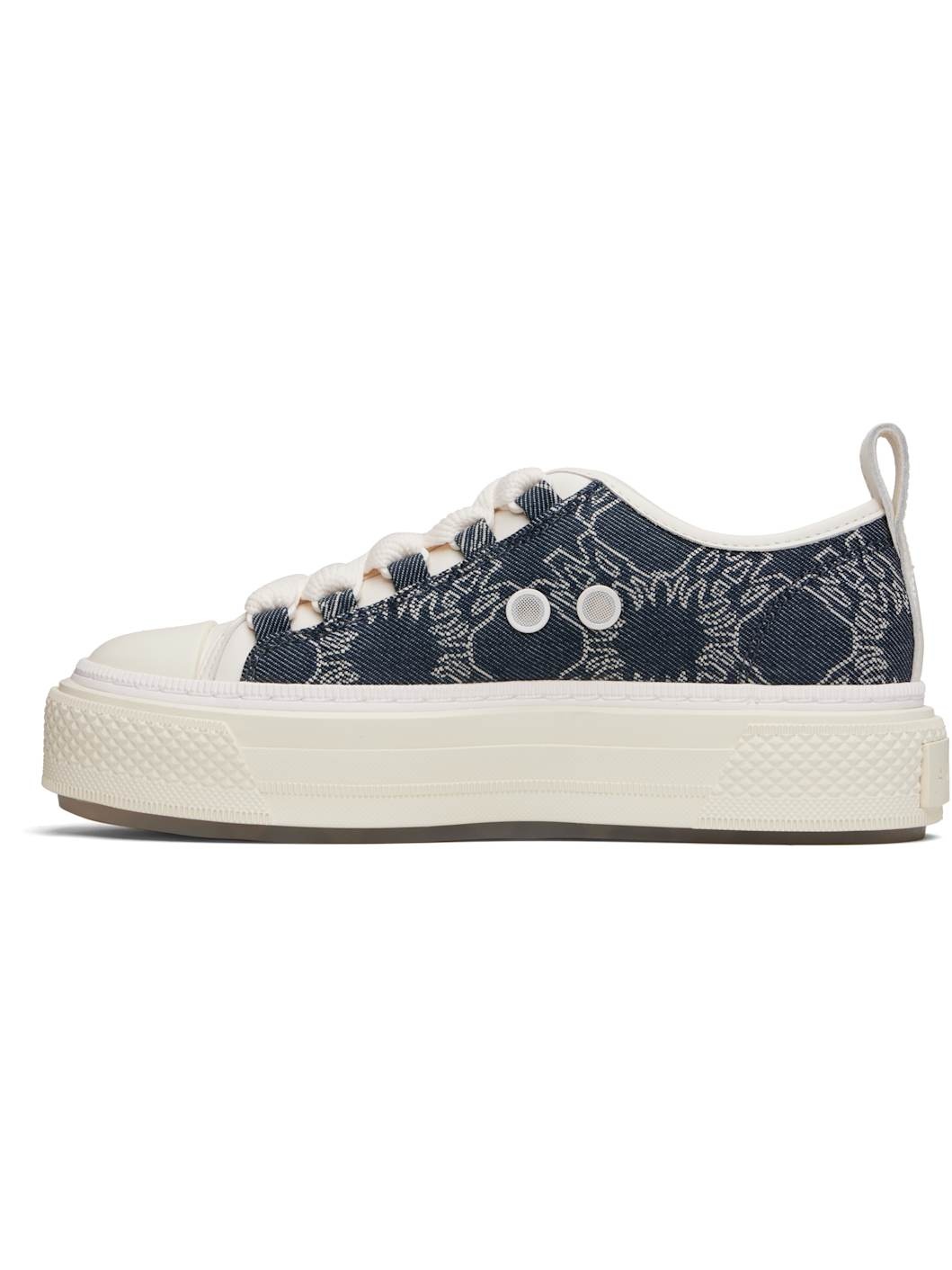 Navy & White MA Quad Denim Court Low Sneakers - 3