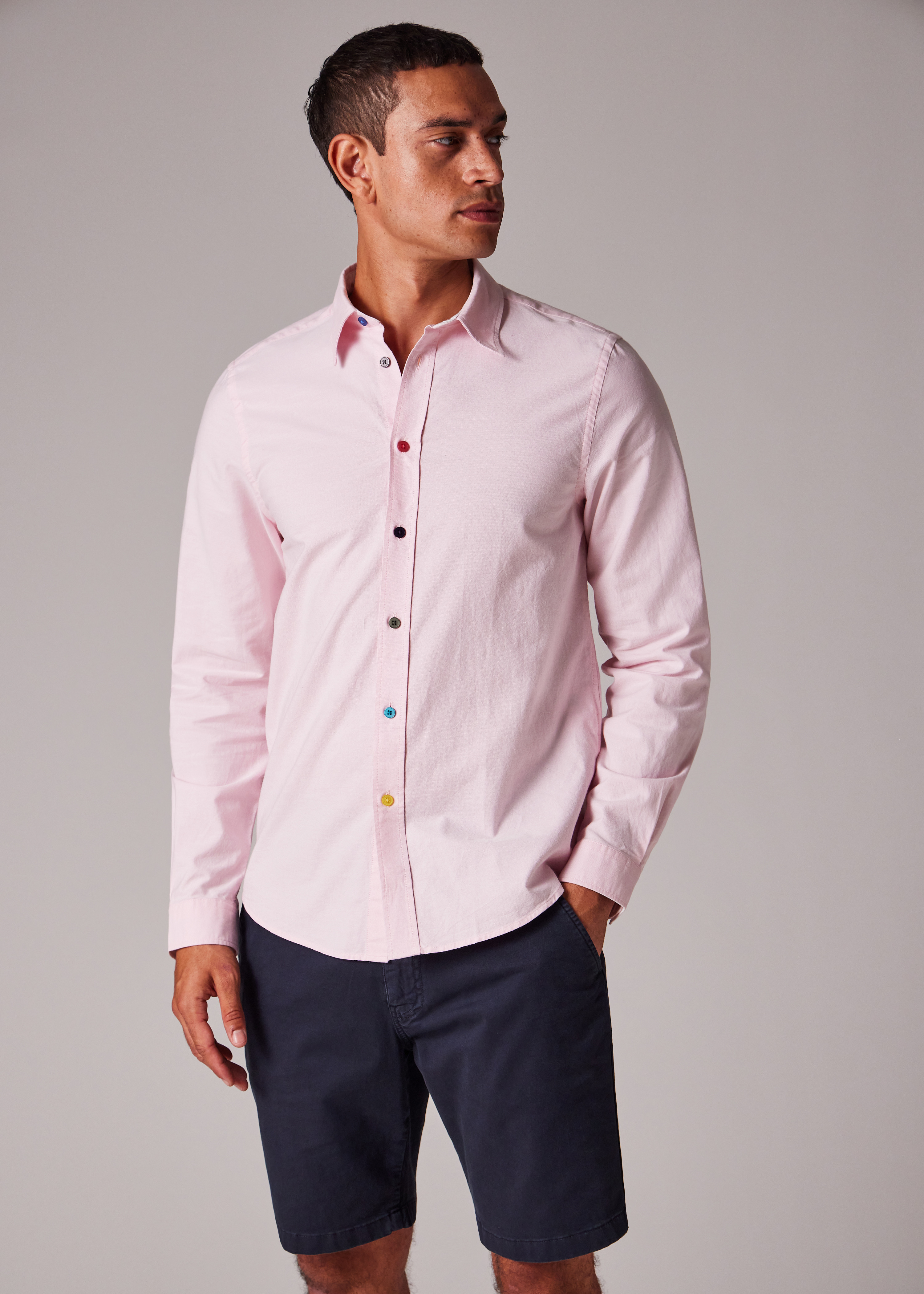 Tailored-Fit Pink Organic-Cotton Multicolour Button Oxford Shirt - 4