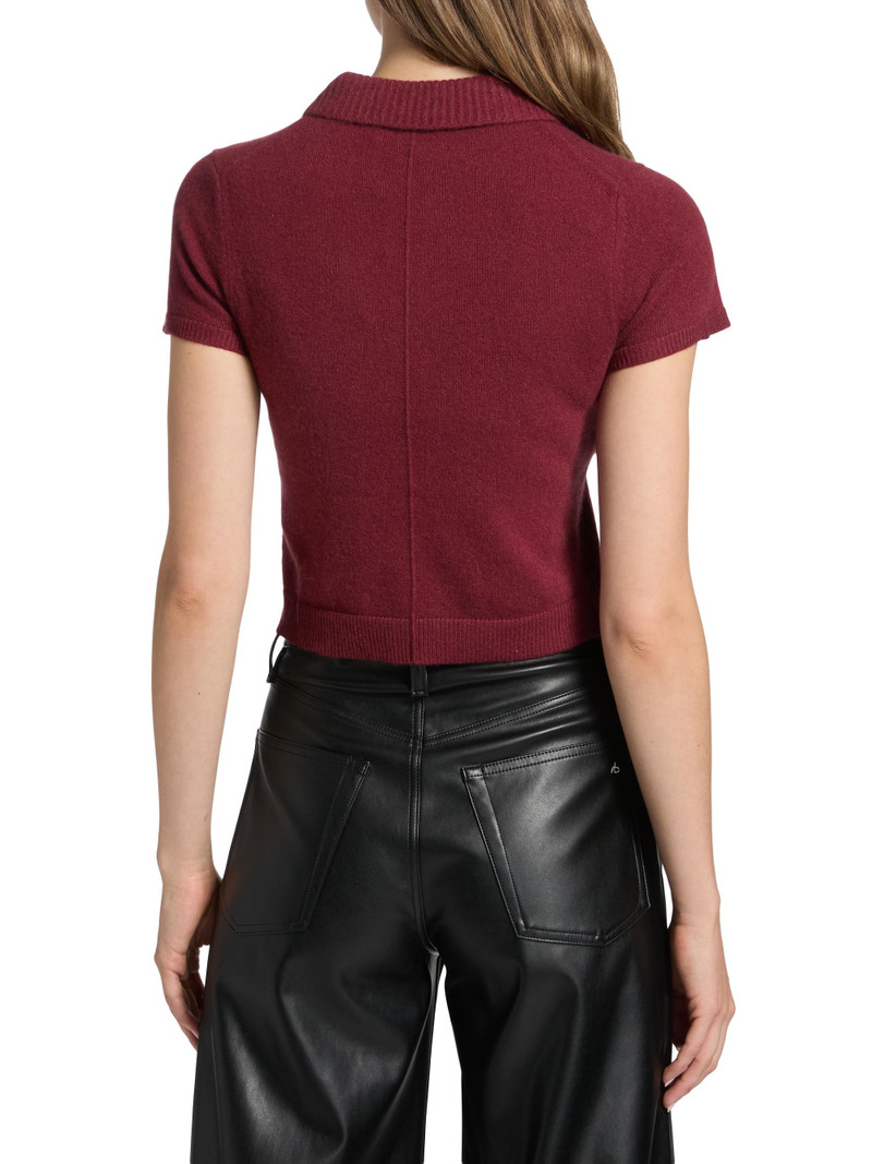 Women's Twila Cashmere Polo Shirt - Cranberry 5