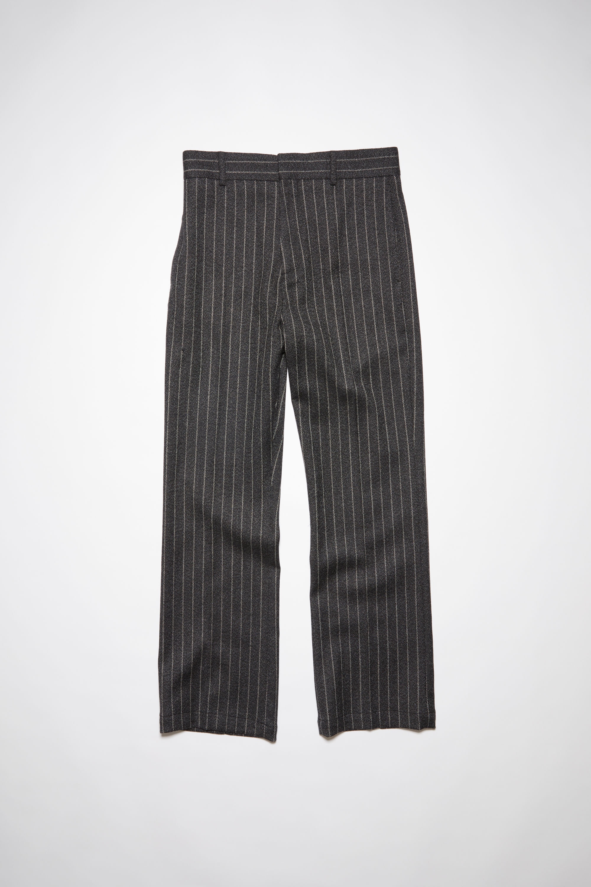 Pinstripes wool-blend tailored trousers - Dark grey - 1