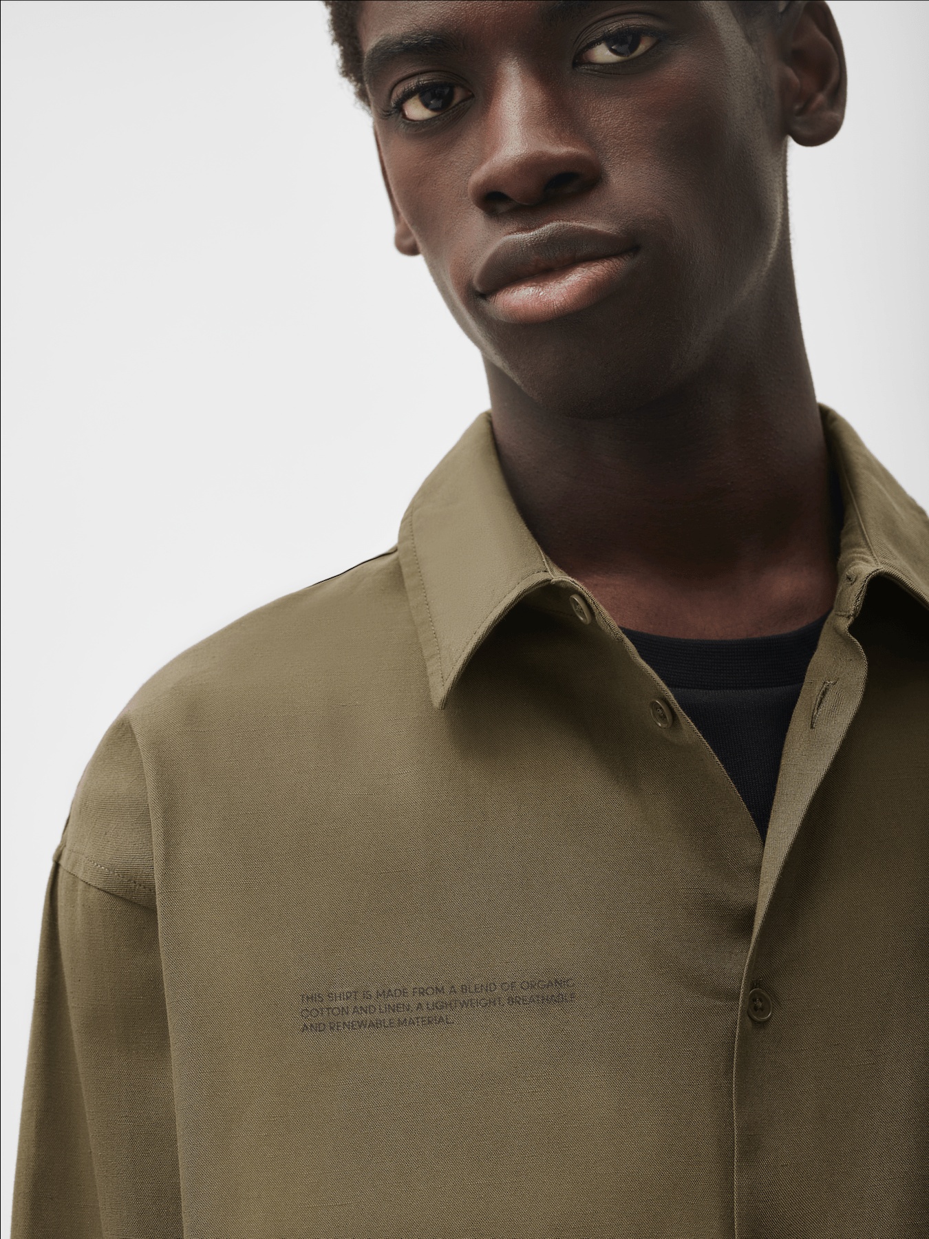 Cotton Linen Long Sleeve Overshirt - Soil Brown - 5