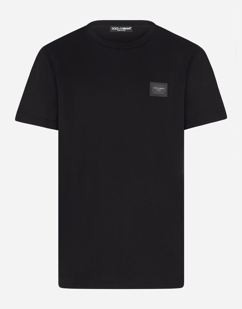 Cotton T-shirt with branded plate - 1