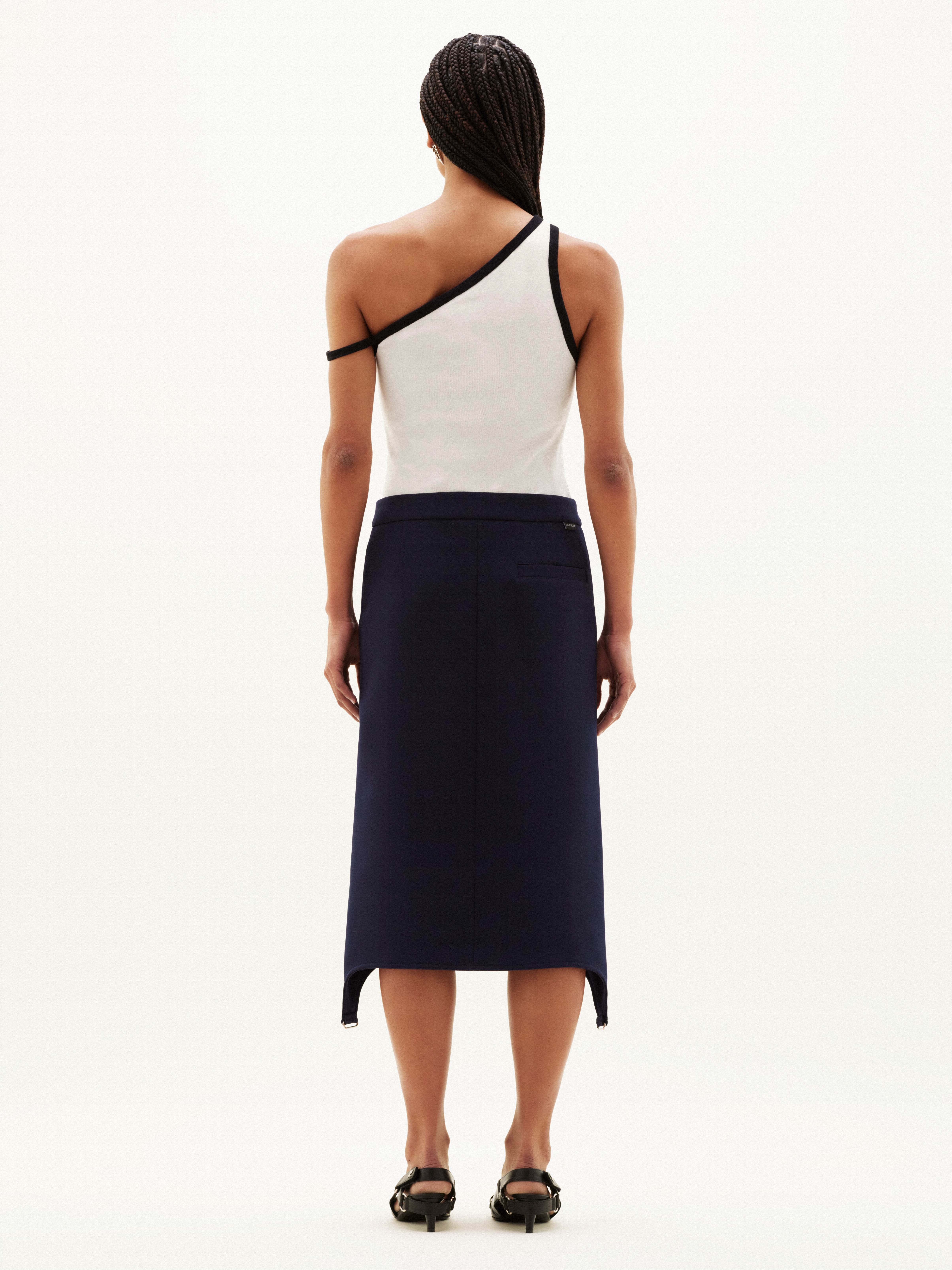 LONG SUSPENDERS TWILL SKIRT - 4