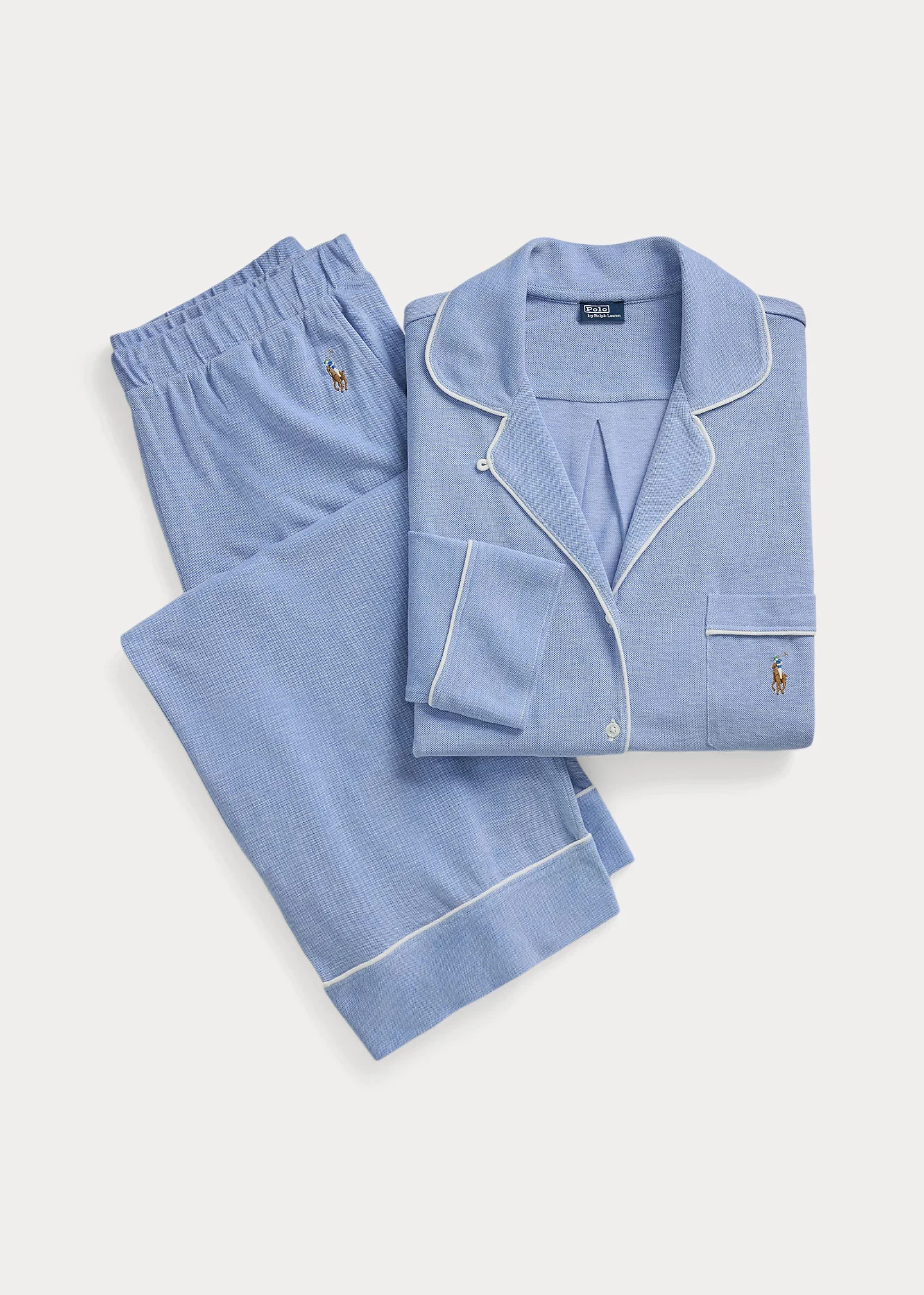 Knit Oxford Shirt & Pant Pajama Set - 1