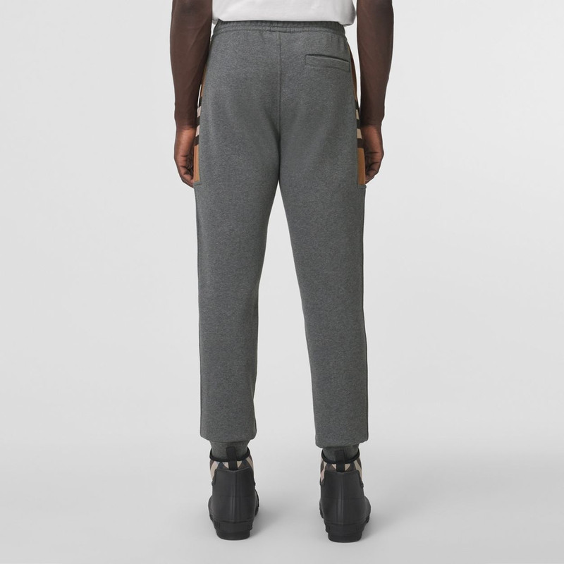 Check Panel Cotton Blend Jogging Pants 4