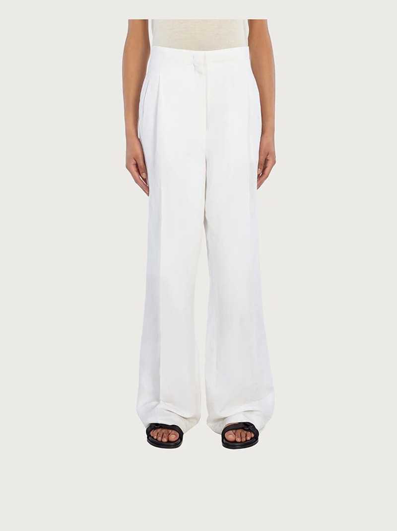 FERRAGAMO WIDE LINEN AND SILK TROUSER outlook