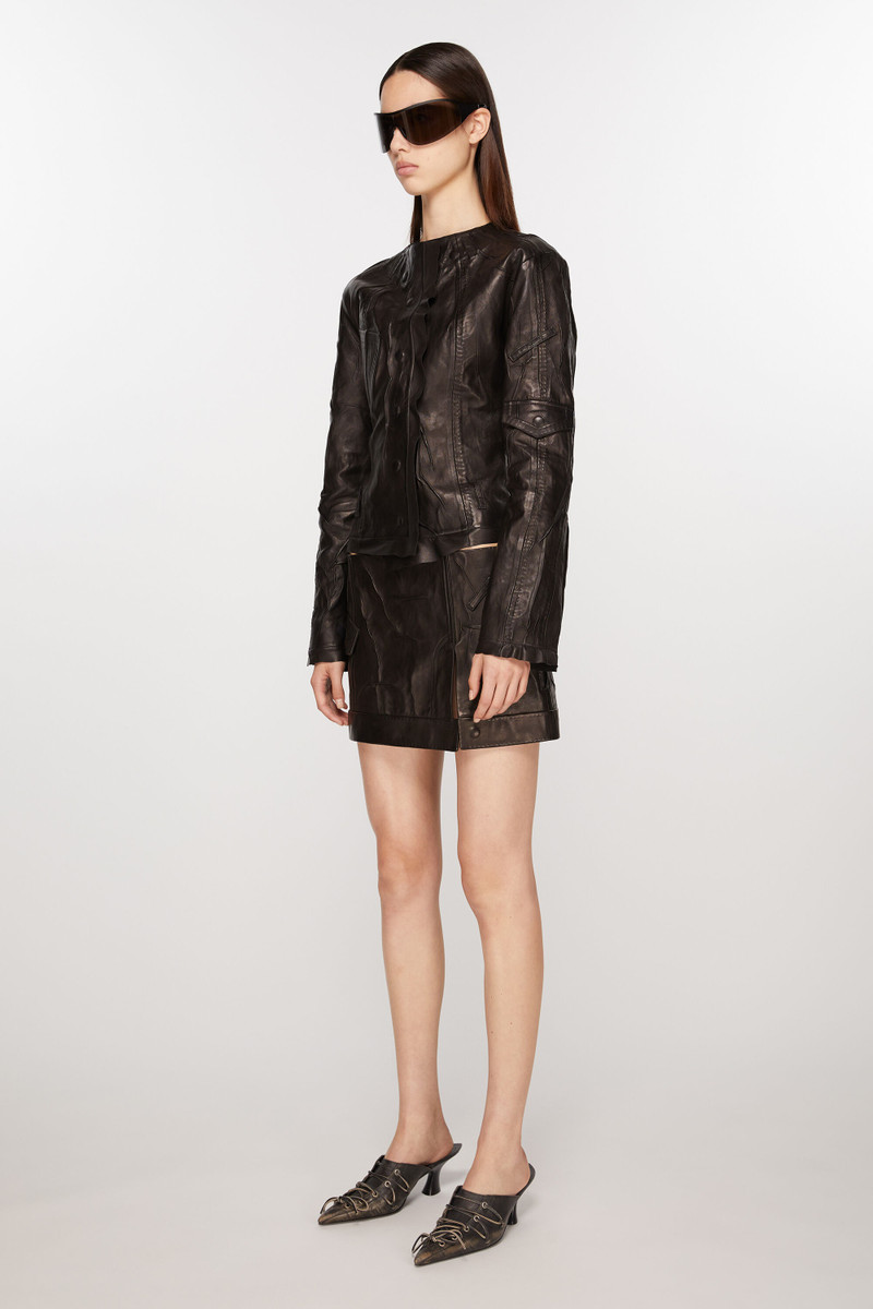Creased leather mini skirt - Black 3
