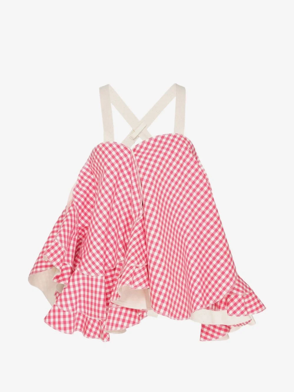 gingham-check ruffled top - 1