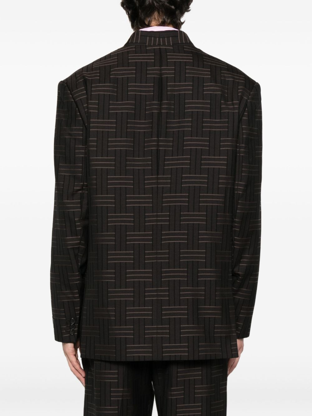 double-breasted patterned blazer - 4