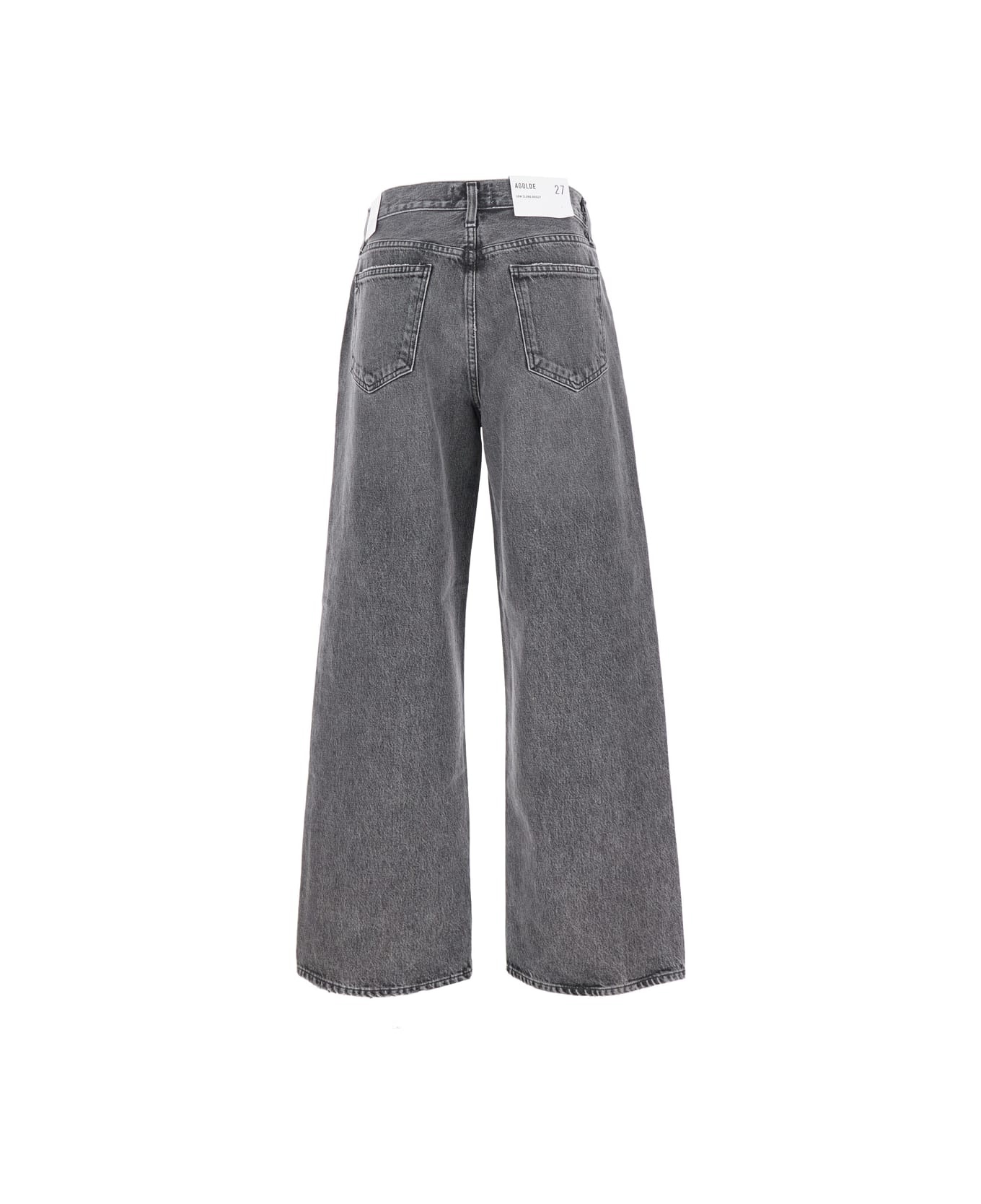 Grey Jeans With Low Waist And Wide Leg In Denim Woman - 2