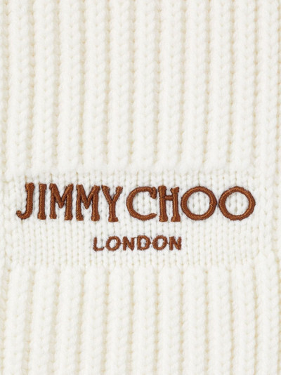 JIMMY CHOO logo-embroidered chunky-knit scarf outlook
