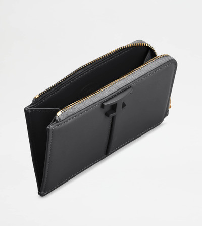 Tod's T TIMELESS KEY POUCH IN LEATHER - BLACK outlook