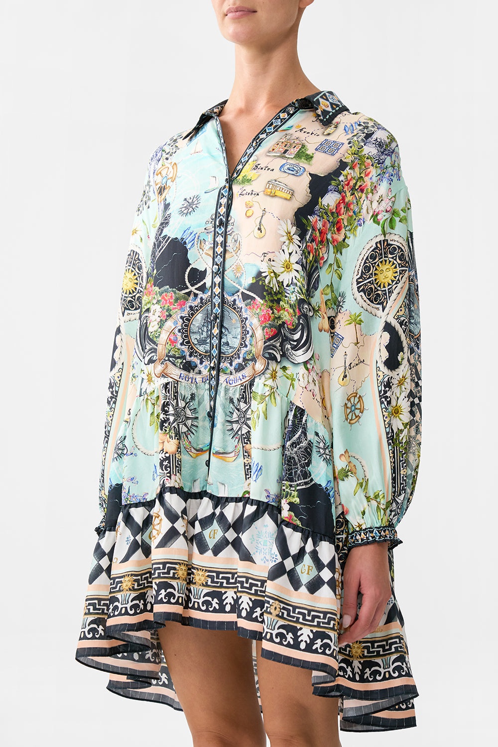 LONG SLEEVE TIERED SHORT DRESS - 5