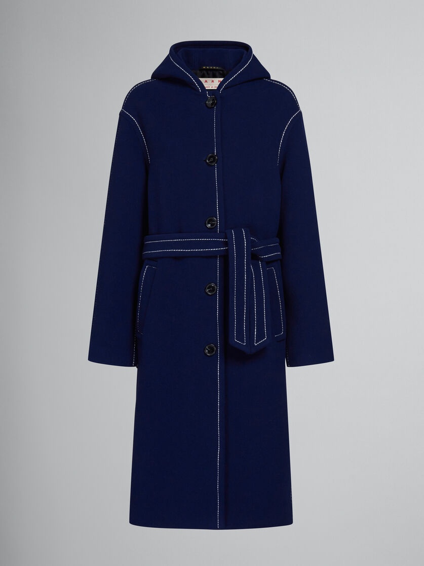 Marni contrast-stitching single-breasted coat - Blue