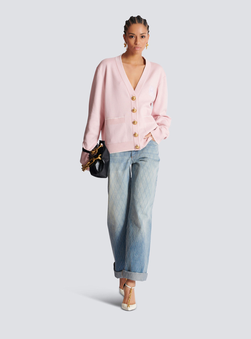 Balmain Balmain Emblème-embroidered knit cardigan outlook