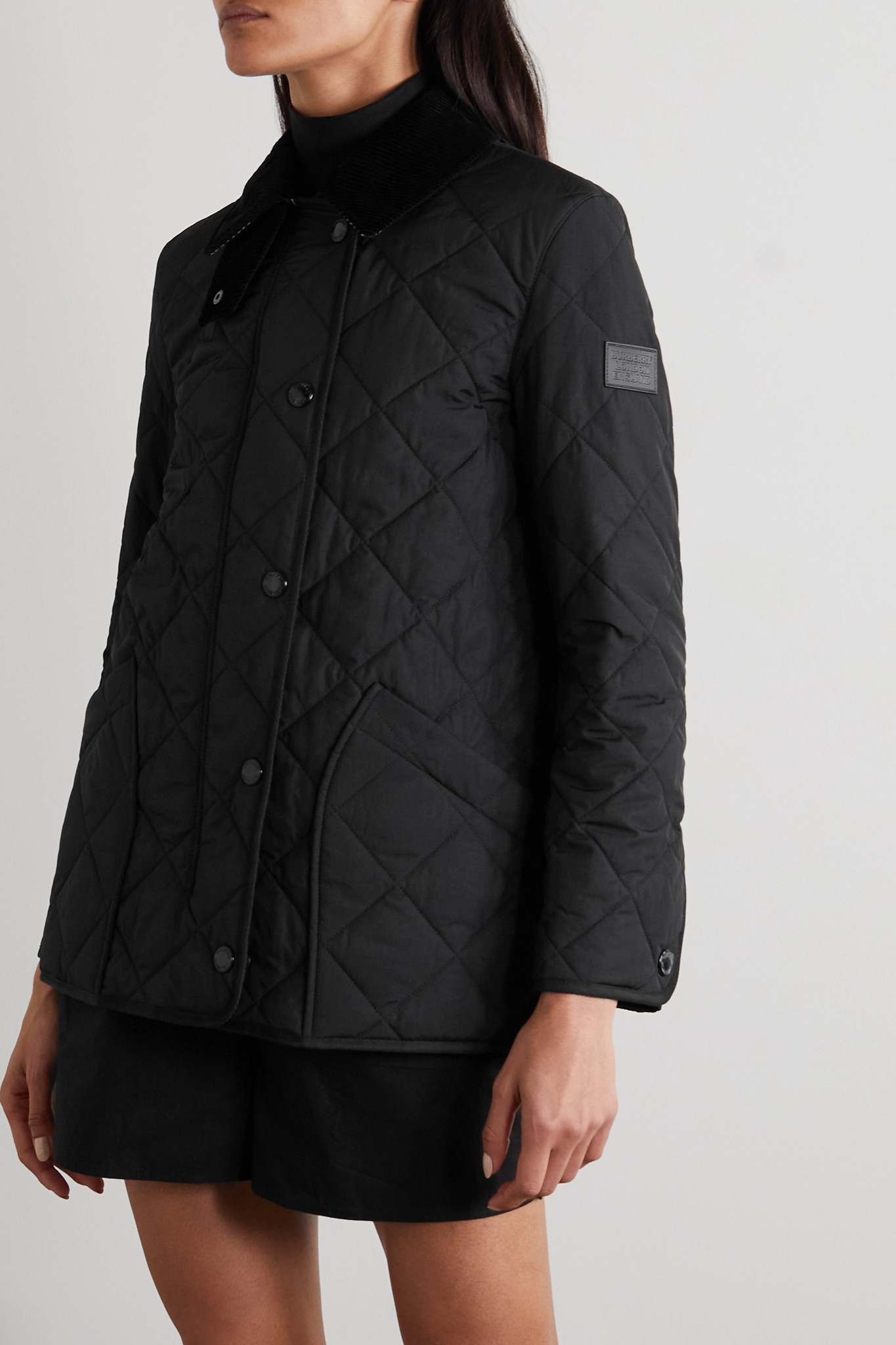 Corduroy-trimmed quilted shell jacket - 3