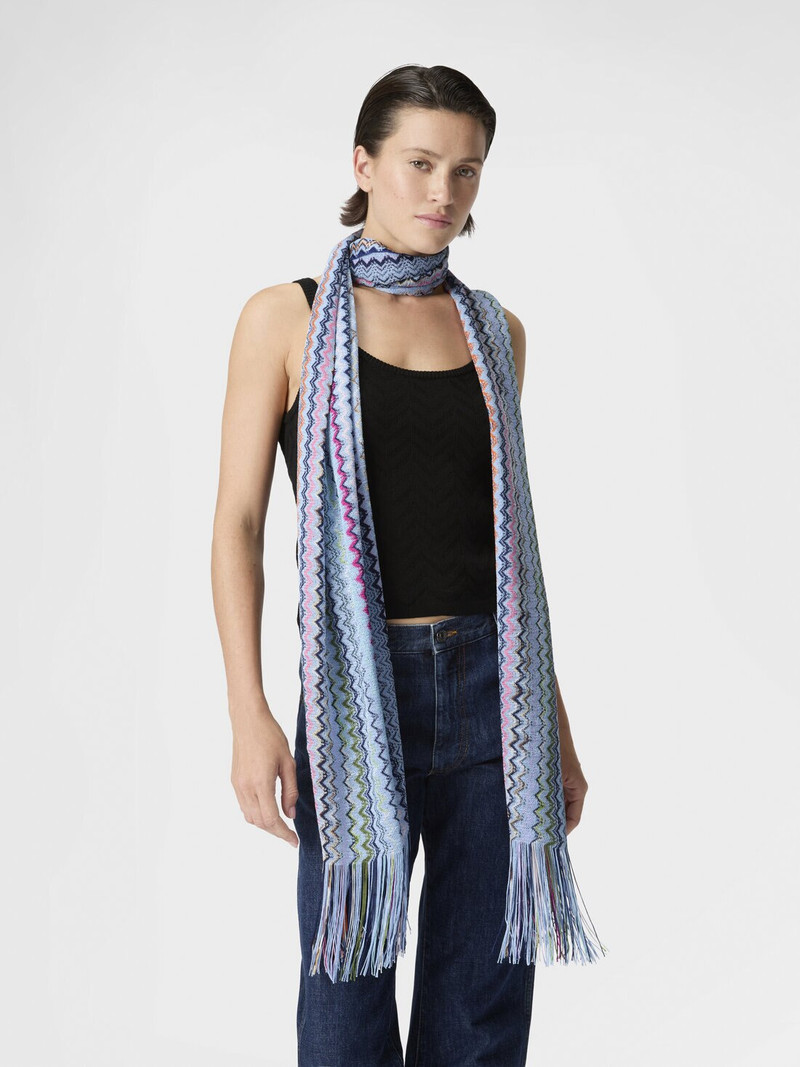Zigzag viscose scarf with fringes 3