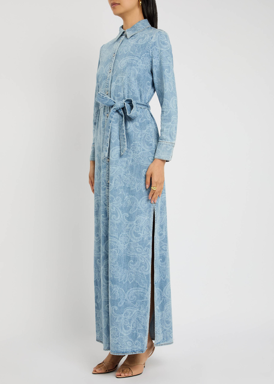 Alice + Olivia Chassidy Denim Maxi Shirt Dress - 2
