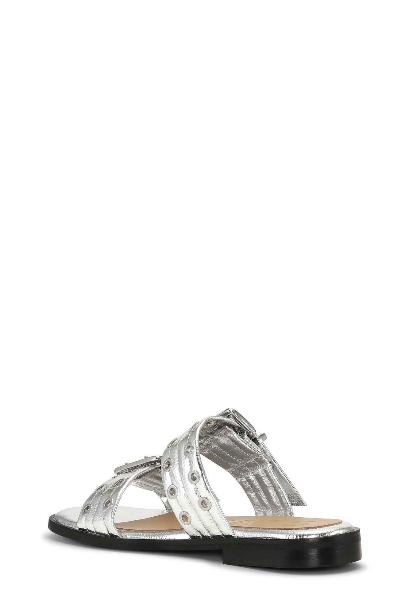 SILVER METALLIC  FEMININE BUCKLE TWO-STRAP SANDALS - 3