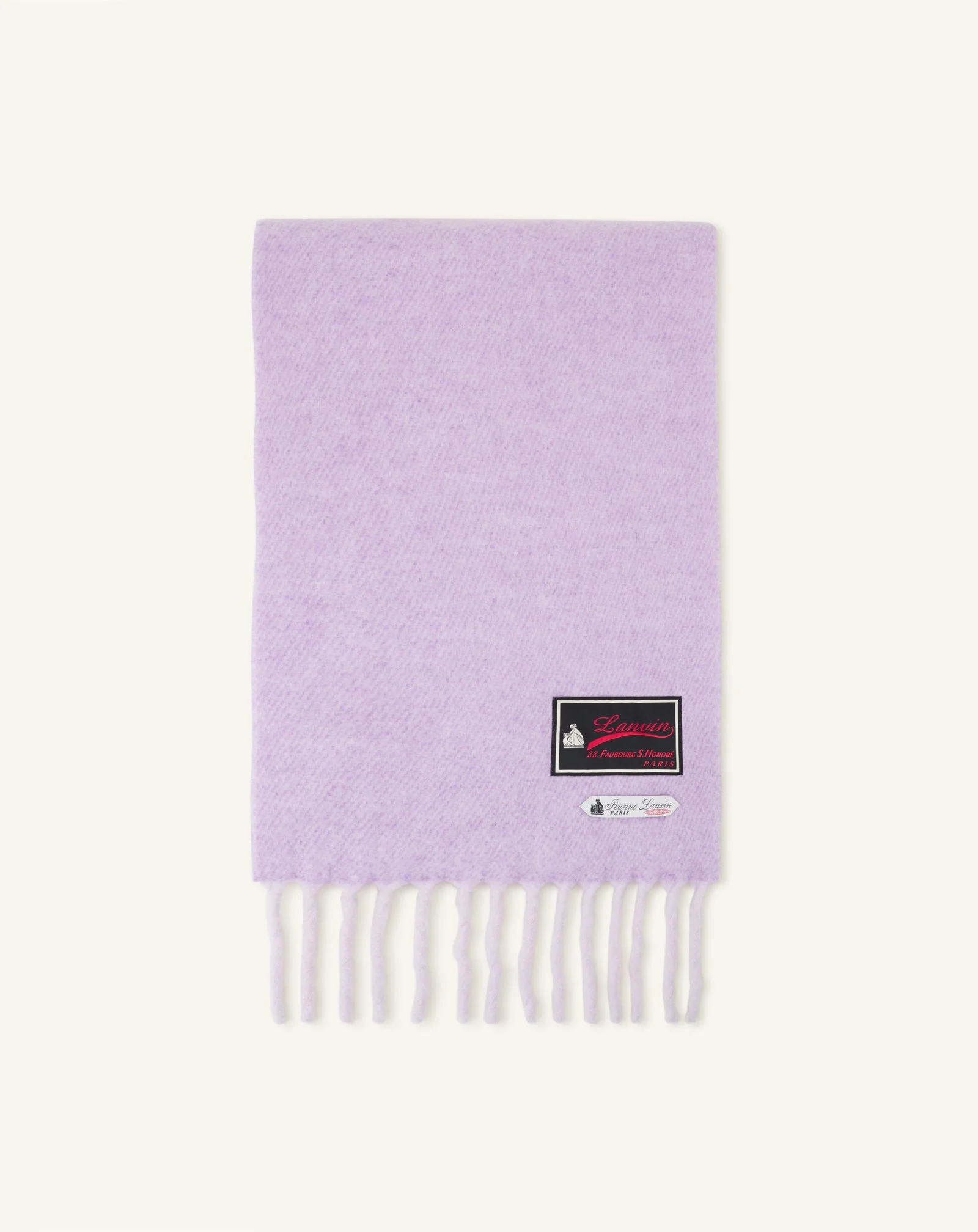 FRINGED WOOL SCARF WITH 22 FAUBOURG LABEL - 1
