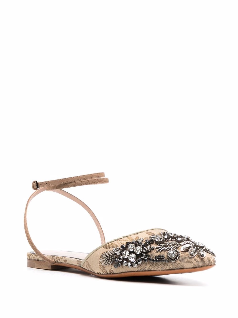 bead-crystal embellished ballet pumps - 2