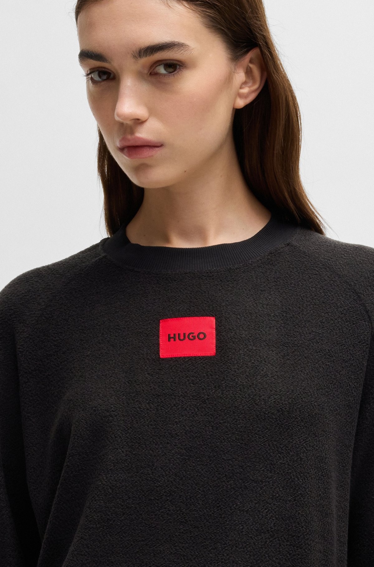 RELAXED-FIT SWEATSHIRT IN TERRY WITH RED LOGO LABEL - 4